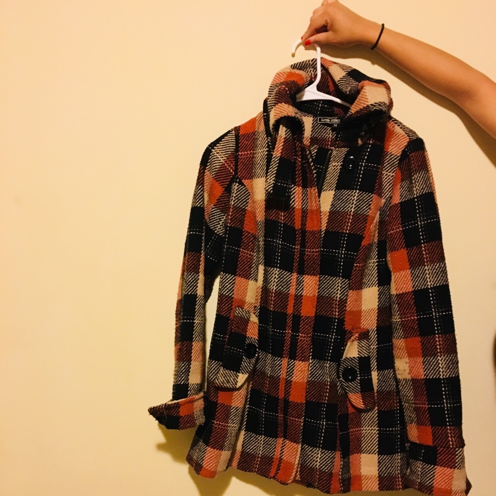 Plaid Winter Coat ( Burnt Orange)
